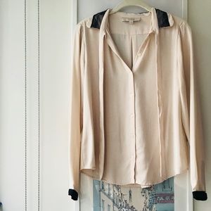 Ann Taylor LOFT cream blouse with lace detail